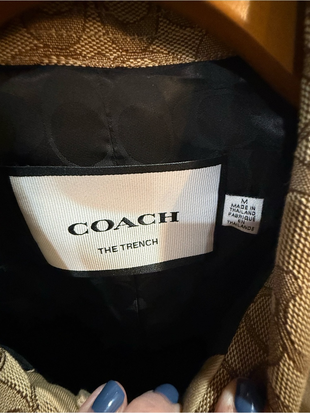 Coach Beige Tan Trench Coat with Signature Jacquard Yoke - Picture 2 of 3